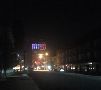 Abandoned Law Office Fire Douses Huntington Power Looking from 5th Avenue to 4th Avenue with power out